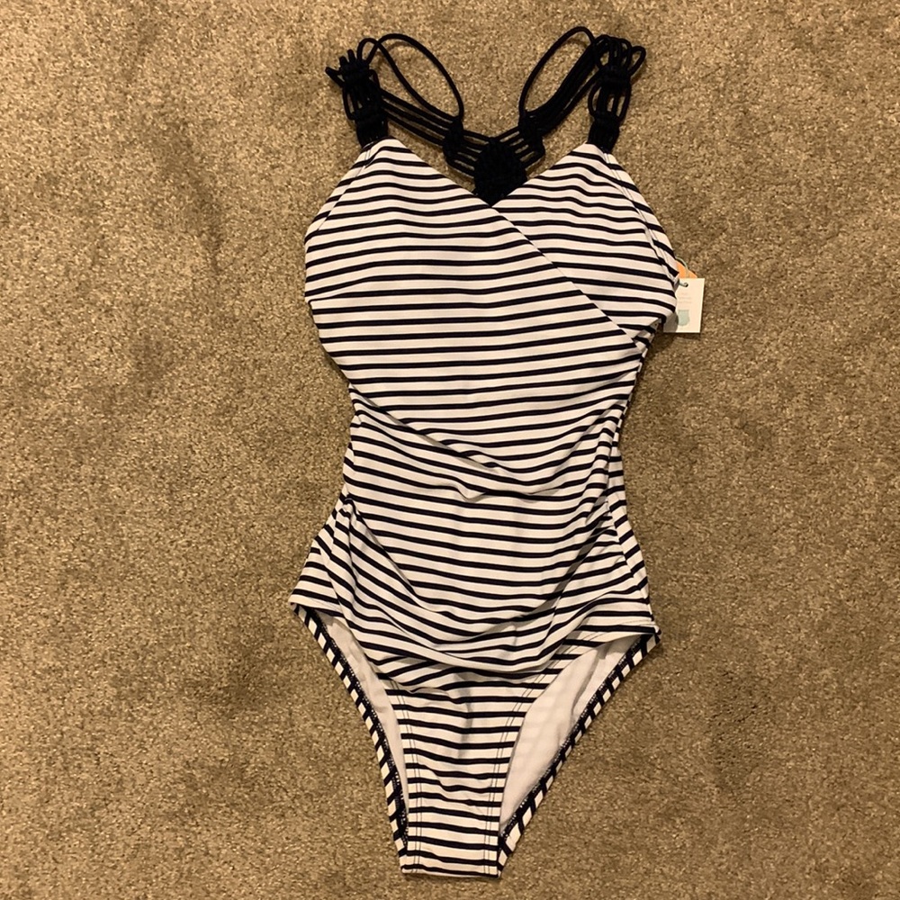 Kona sol one piece navy/white stripe nautical bathing suit!